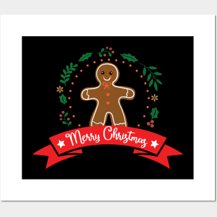 Merry Christmas gingerbread man Posters and Art